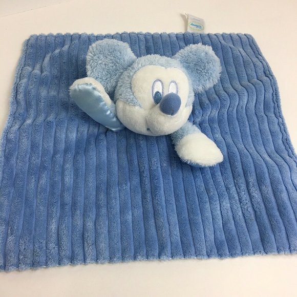 Disney My First Mickey Mouse Blue Plush Lovey Security Blanket Rattle Corduroy - Picture 5 of 12